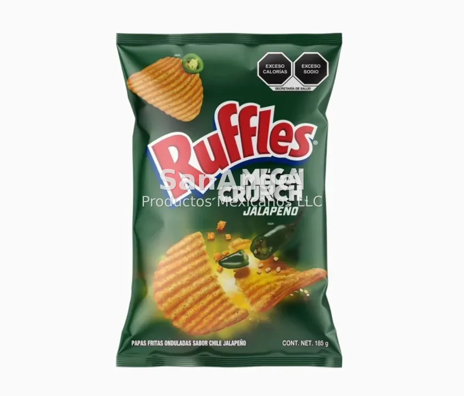 Ruffles Mega Crunch Jalapeño 185g Large - Box of 20 pieces (49 boxes per pallet)