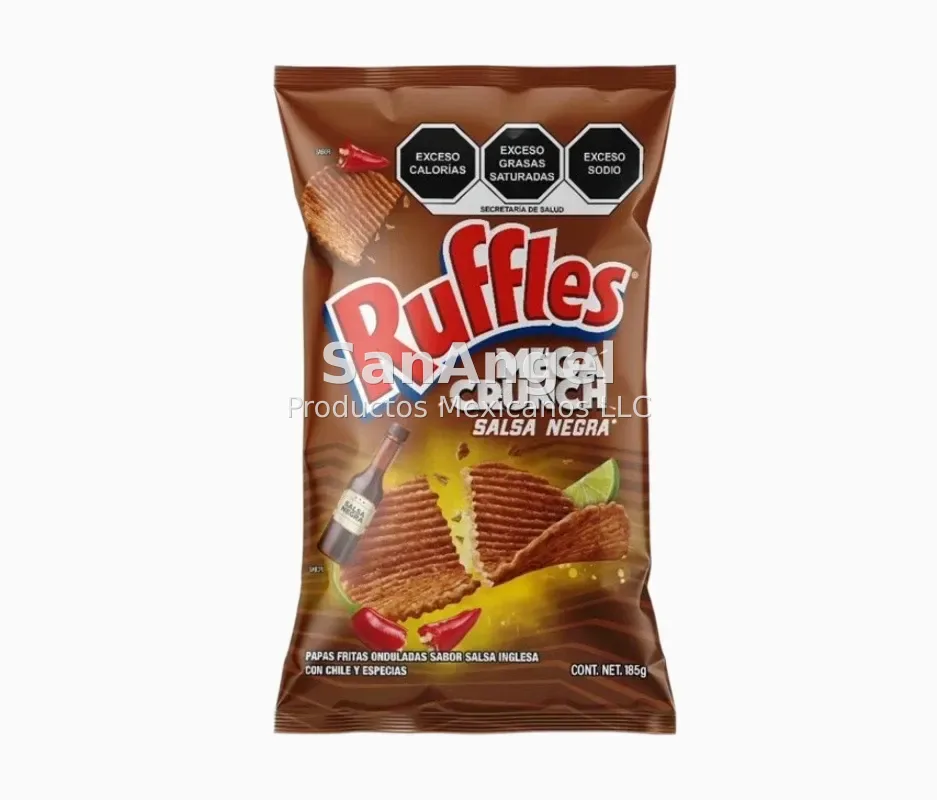 Ruffles Mega Crunch Salsa Negra 185g GDE - Caja 20 pzs (49 Cajas por pallet)