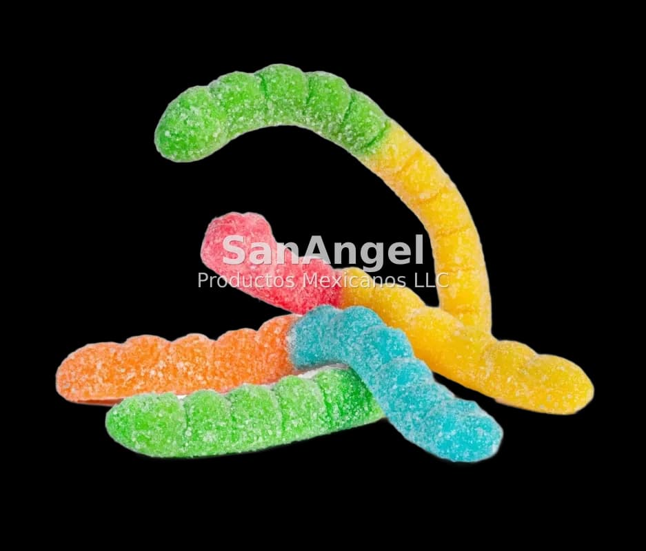 Sour Large Neon Gummi Worms 4.5 Lbs / Caja 4 pz